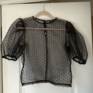 Zara mesh puff sleeve top